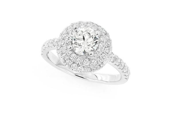 1.00ct Round Solitaire - Double Twist Halo -diamond Engagement Ring - All Natural