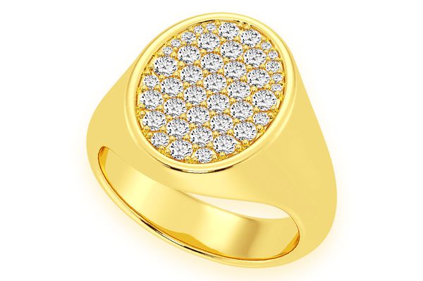 Oval Signet Diamond Ring 14k Solid Gold 0.65ctw