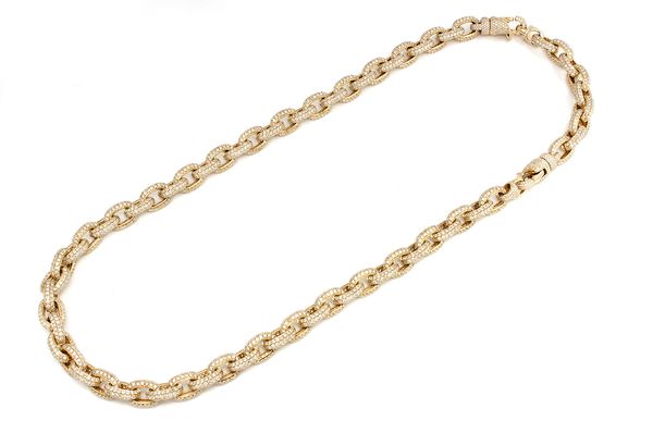 Elongated Rolo Link Diamond Necklace 14k Solid Gold 58.48ctw