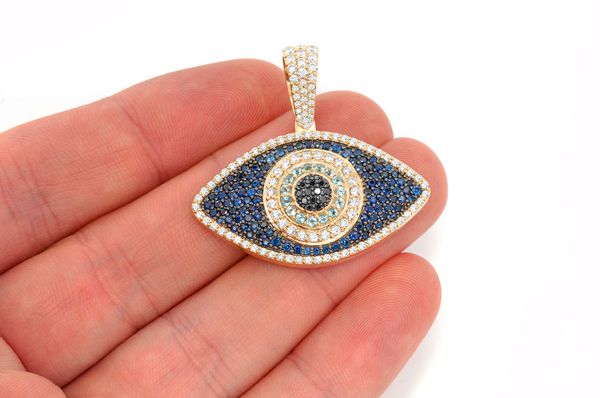 Evil Eye Diamond Pendant 14k Solid Gold 3.50ctw