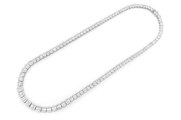 9MM Graduated Baguette Link Diamond Necklace 14k Solid Gold 21.00ctw
