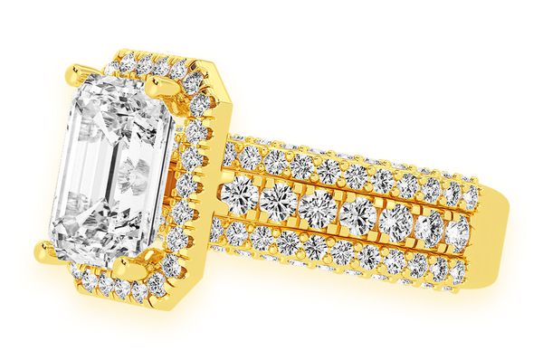 Tripp - 3.00ct Emerald Solitaire - Three Row - Diamond Engagement Ring - All Natural Vs Diamonds