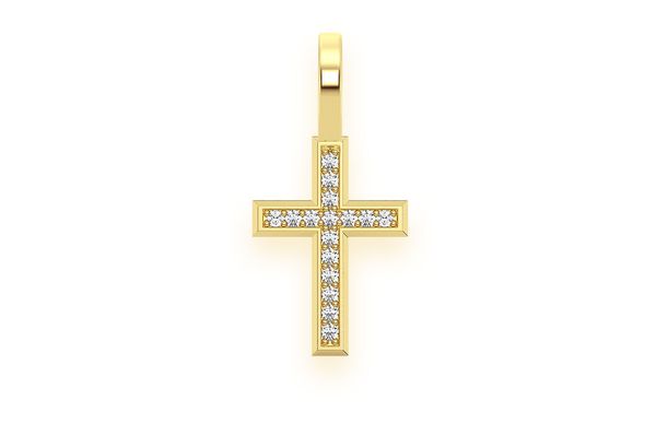 Angled Cross Diamond Pendant 14k Solid Gold .05ctw