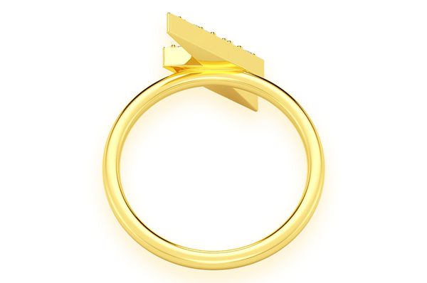 Lightning Bolt Diamond Ring 14k Solid Gold 0.15ctw