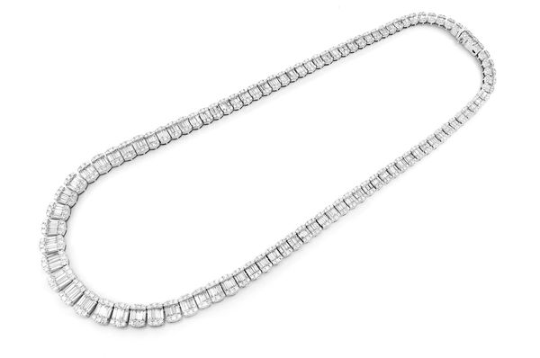 Graduated Baguette Oval Link Diamond Necklace 14k Solid Gold 31.35ctw