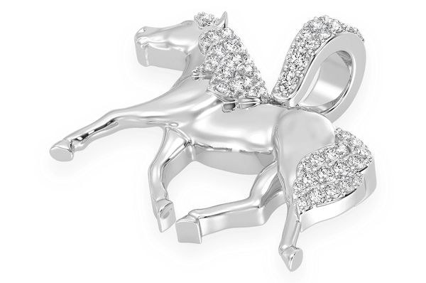 Horse Diamond Pendant 14k Solid Gold 0.20ctw