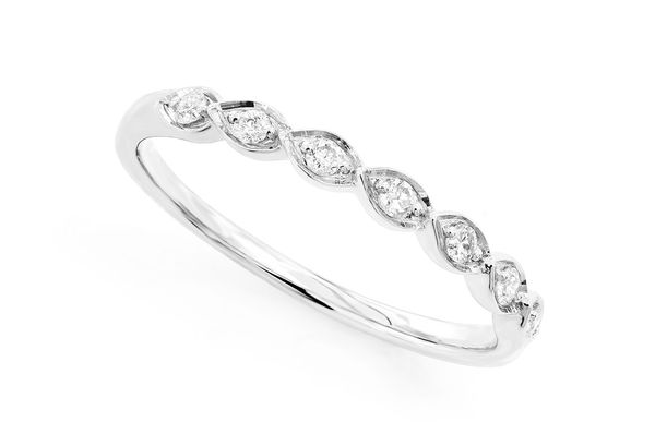 Marquee Single Row Diamond Ring 14k Solid Gold 0.10ctw