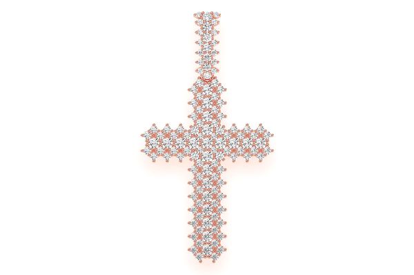 Jagged Cross Diamond Pendant 14k Solid Gold 5.50ctw