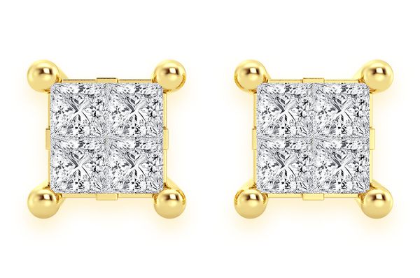 1.00ctw Quad Stud Diamond Earrings 14k Solid Gold 