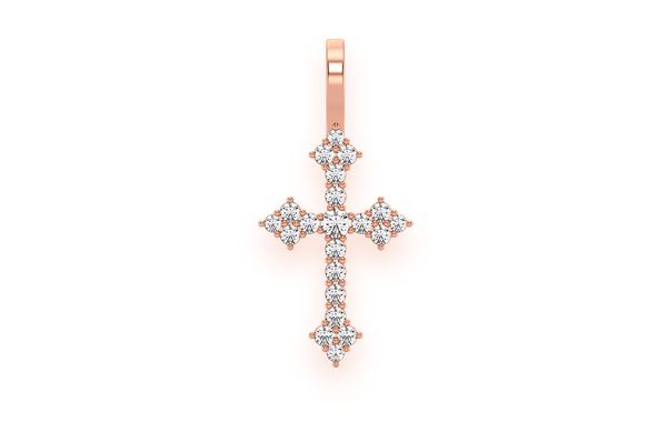 Cross Diamond Pendant 14k Solid Gold 0.15ctw