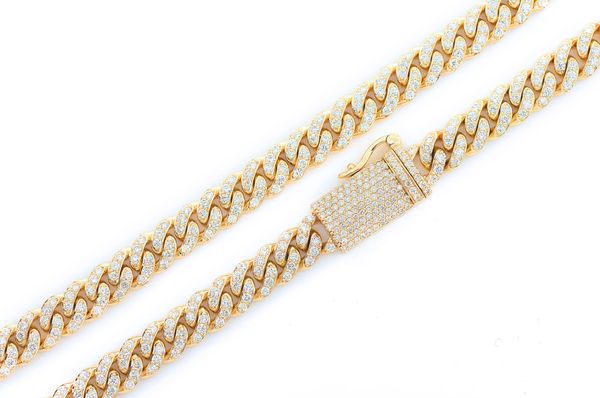 6MM Miami Cuban Diamond Necklace 14k Solid Gold 9.50ctw