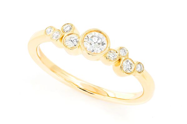 9 Stone Graduated Bezel Diamond Ring 14k Solid Gold 0.35ctw