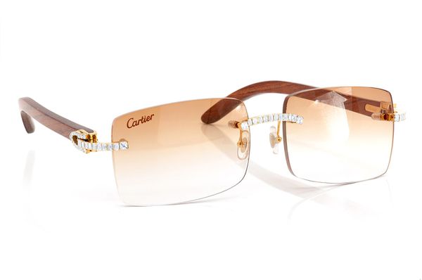 Cartier Brown 140B Wooden C Décor Sunglasses Cartier | TLC