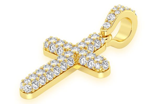 Bubbly Cross Diamond Pendant 14k Solid Gold 0.50ctw