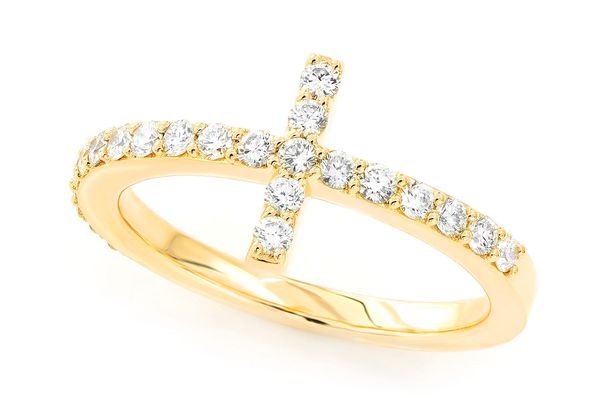 Cross Diamond Ring 14k Solid Gold 0.50ctw