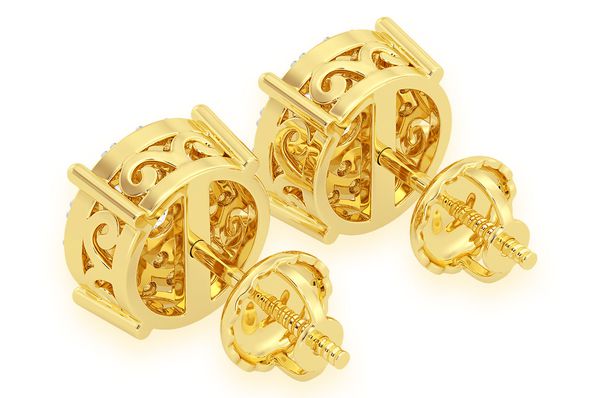 4.00ctw Mosaic Stud Diamond Earrings 14k Solid Gold