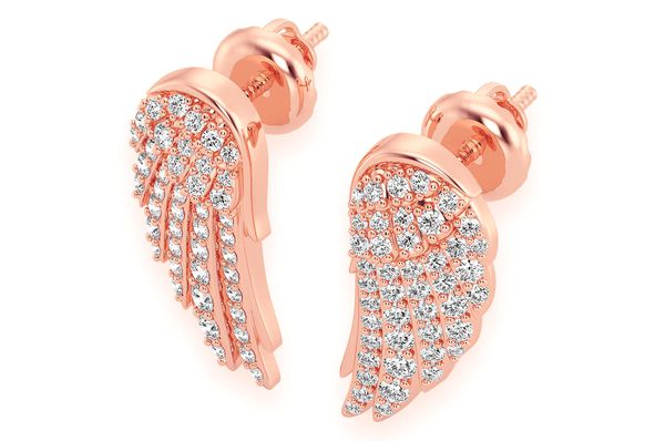 Angel Wing Stud Diamond Earrings 14k Solid Gold 0.50ctw
