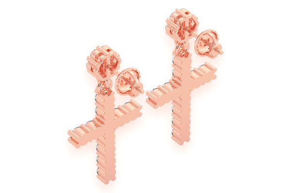 Cross Dangling Stud Diamond Earrings 14k Solid Gold 1.25ctw