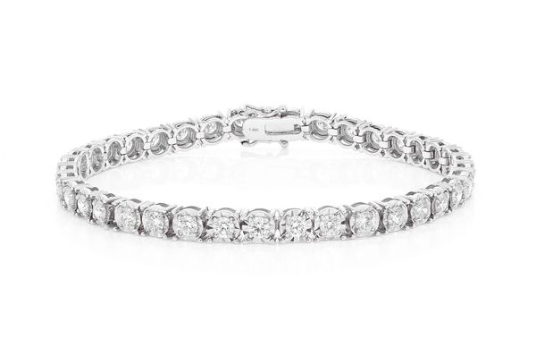 Icebox - 15pt Miracle Set Diamond Tennis Bracelet 14k Solid Gold 5.50ctw