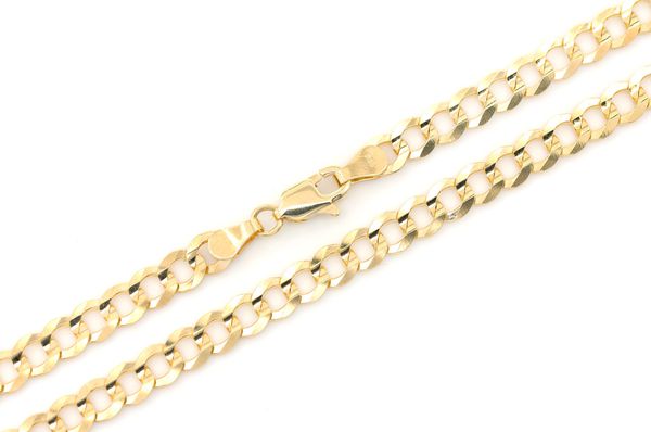 4.5MM Flat Curb Link 14k Solid Gold Chain