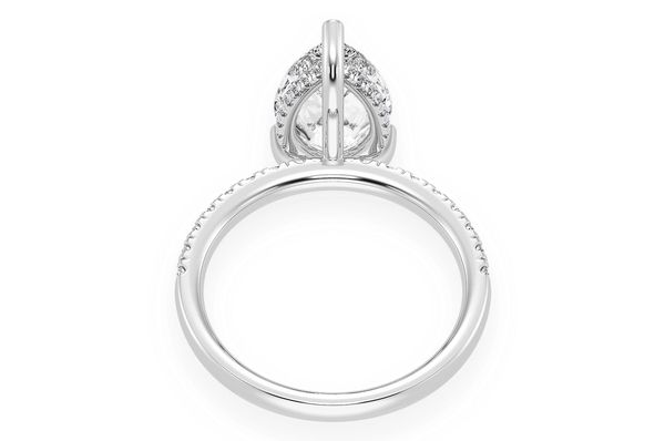 3.00ct Pear Solitaire - One Row Under Halo - Diamond Engagement Ring - All Natural