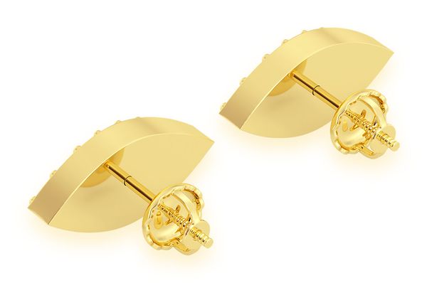 Evil Eye Stud Diamond Earrings 14k Solid Gold 0.20ctw