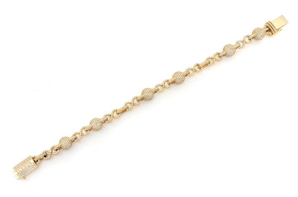 Infinity Bead Link Diamond Bracelet 14k Solid Gold 12.50ctw