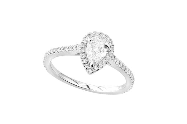 .75ctw Pear Shape - Halo - Diamond Engagement Ring - All Natural