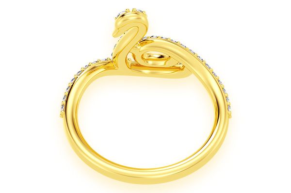 Full Body Swan Diamond Ring 14k Solid Gold 0.33ctw
