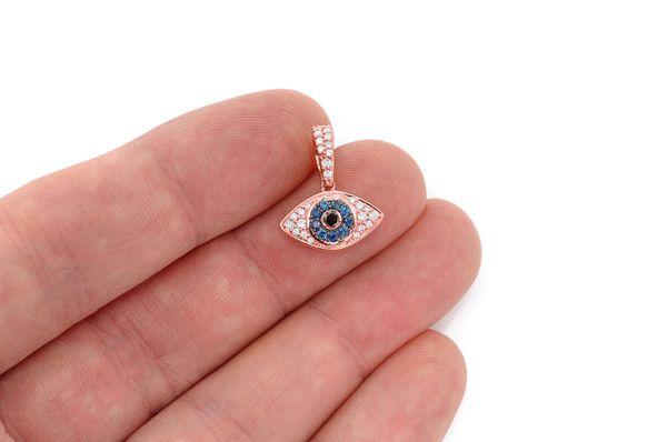 Evil Eye Bubbly Diamond Pendant 14k Solid Gold 0.50ctw