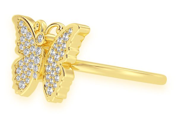 Butterfly Emoji Diamond Ring 14k Solid Gold 0.20ctw