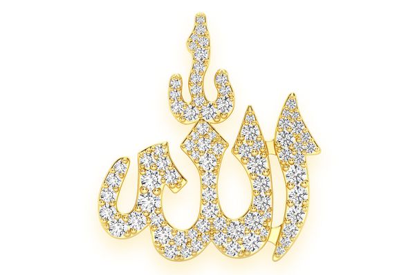 Arabic Allah Diamond Pendant 14k Solid Gold 1.75ctw