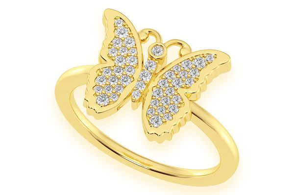 Butterfly Emoji Diamond Ring 14k Solid Gold 0.20ctw
