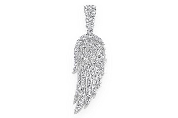 Angel Wing Feather Diamond Pendant 14k Solid Gold 2.65ctw