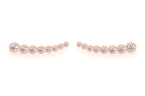 Bezel Line Diamond Earrings 14k Solid Gold 0.33ctw