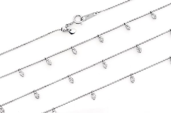 Triple Layer Diamond Droplet Necklace 14k Solid Gold 1.17ctw