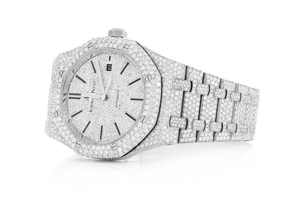 Audemars Piguet Royal Oak 37MM Stainless Steel - 24.00ctw Fully Iced Out