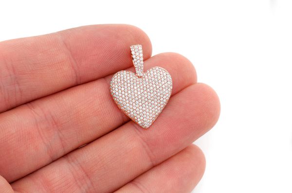 Bubbly Heart Diamond Pendant 14k Solid Gold 1.25ctw