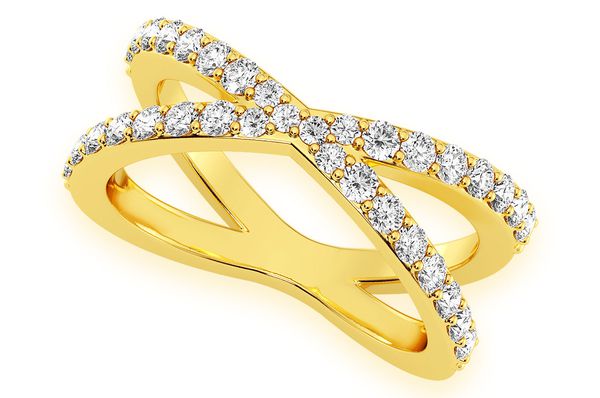 Crossover Diamond Ring 14k Solid Gold 0.60ctw