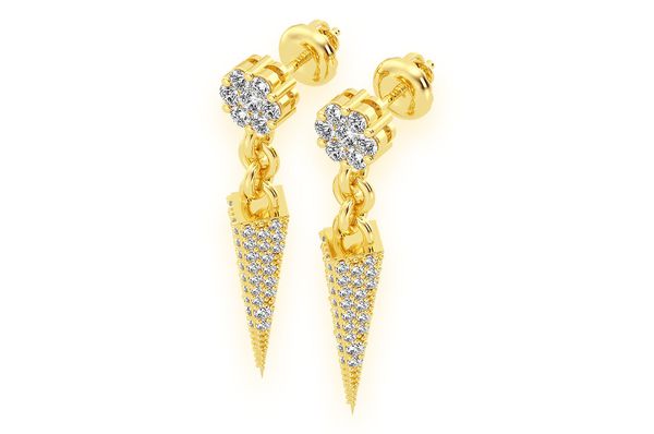 V Pyramid Dangling Stud Diamond Earrings 14k Solid Gold 0.65ctw