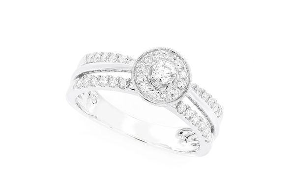 .50ctw Round - Double Band Halo - Diamond Engagement Ring - All Natural