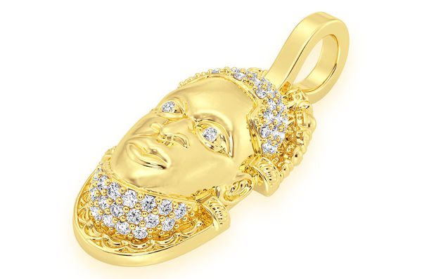 Edo Mask Diamond Pendant 14k Solid Gold 0.25ctw