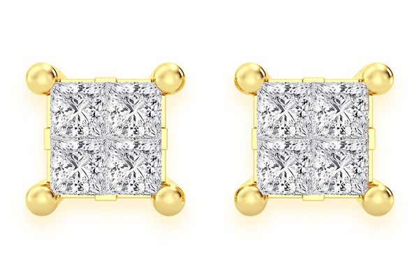 0.75ctw Quad Stud Diamond Earrings 14k Solid Gold 