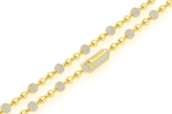 Diamond Bead Ball Chain 14k Solid Gold 13ctw