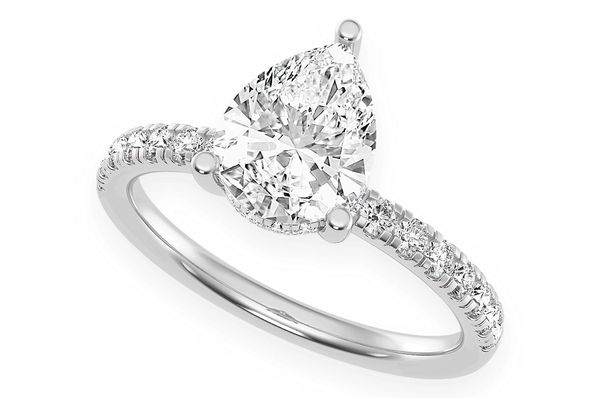 Thinn - 2.00ct Pear Solitaire - One Row Under Halo - Diamond Engagement Ring - All Natural