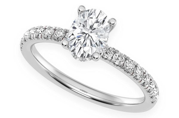 Thinn - 0.75ct Oval Solitaire - One Row Under Halo - Diamond Engagement Ring - All Natural