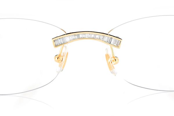 Icebox - Cartier Glasses Iced Out Diamonds Rimless - 1.62ctw - Yellow Gold