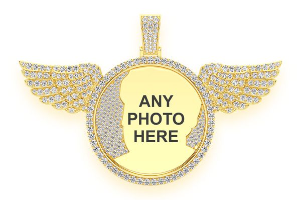 Wings Picture Diamond Pendant 14k Solid Gold 10.50ctw