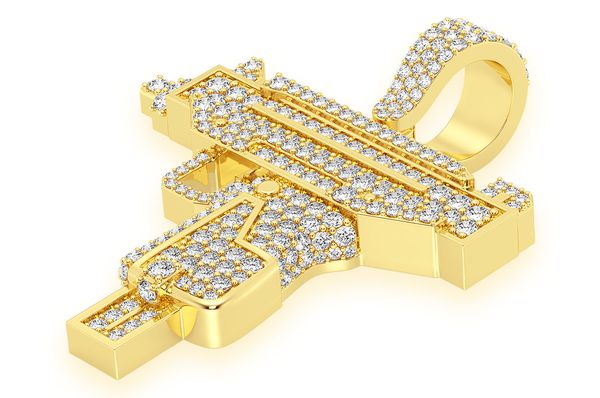 Uzi Diamond Pendant 14k Solid Gold 2.25ctw