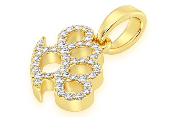 Brass Knuckles Diamond Pendant 14k Solid Gold 0.20ctw
